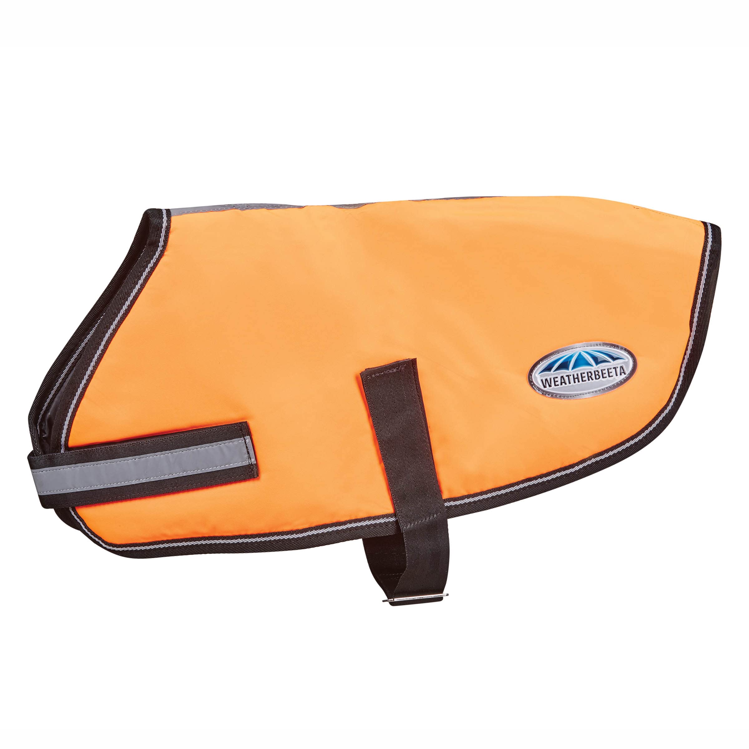 WeatherBeeta ComFiTec Reflective Parka 300D orange reflective strips improve nighttime safety.