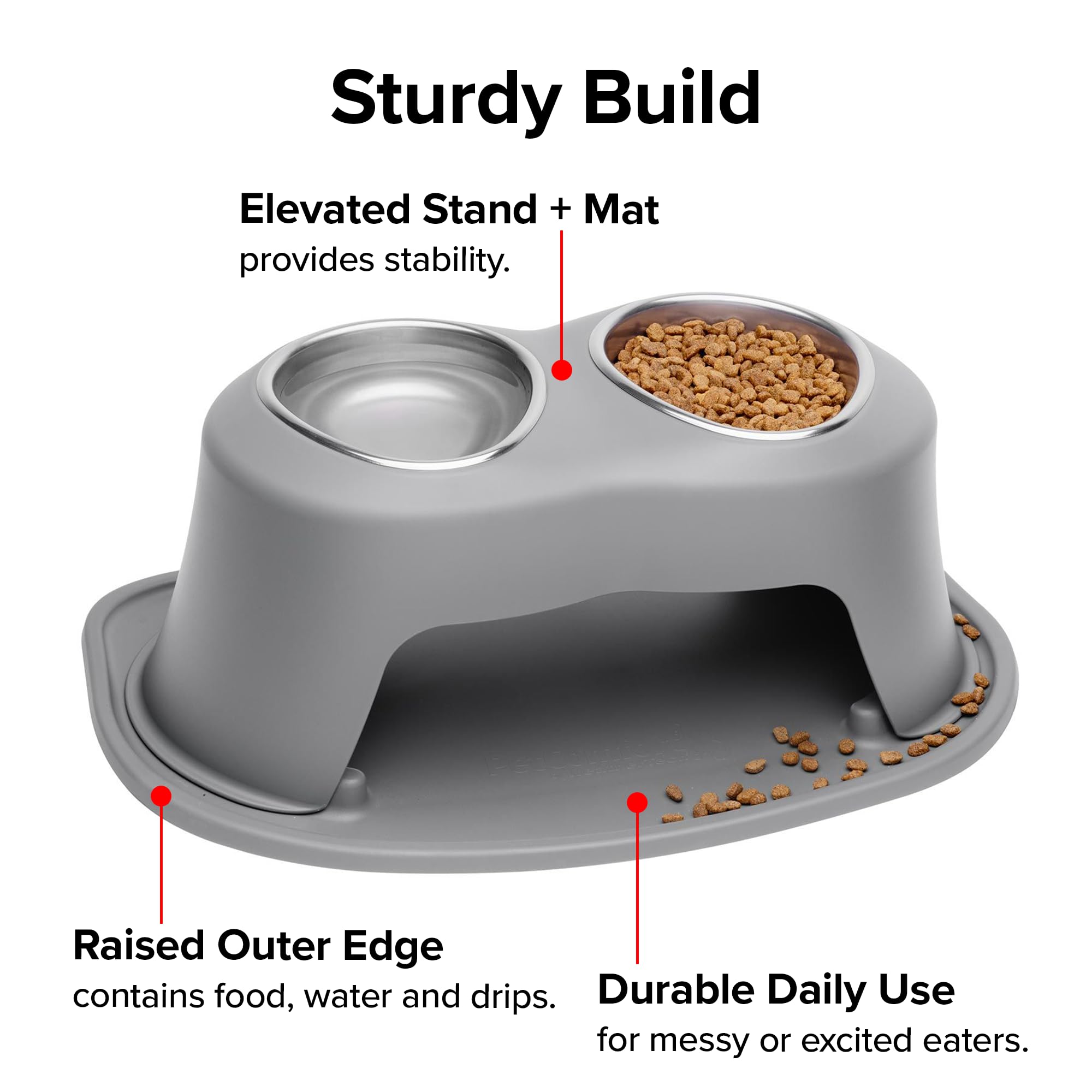WeatherTech double high pet feeding system dimensions for generous bowl space