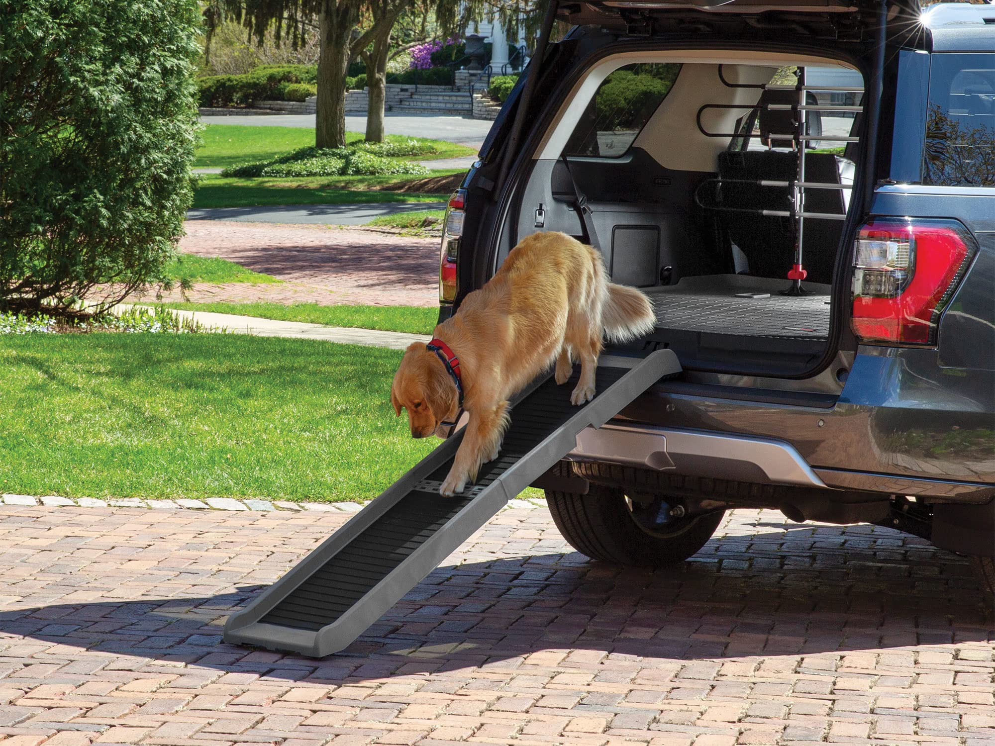 WeatherTech PetRamp in-car setup enables easy pet access to backseat.