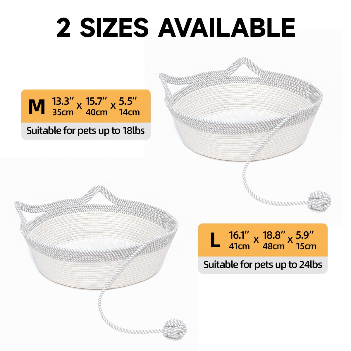 WEAVELYRICS cat bed basket cat ear handle for easy carrying