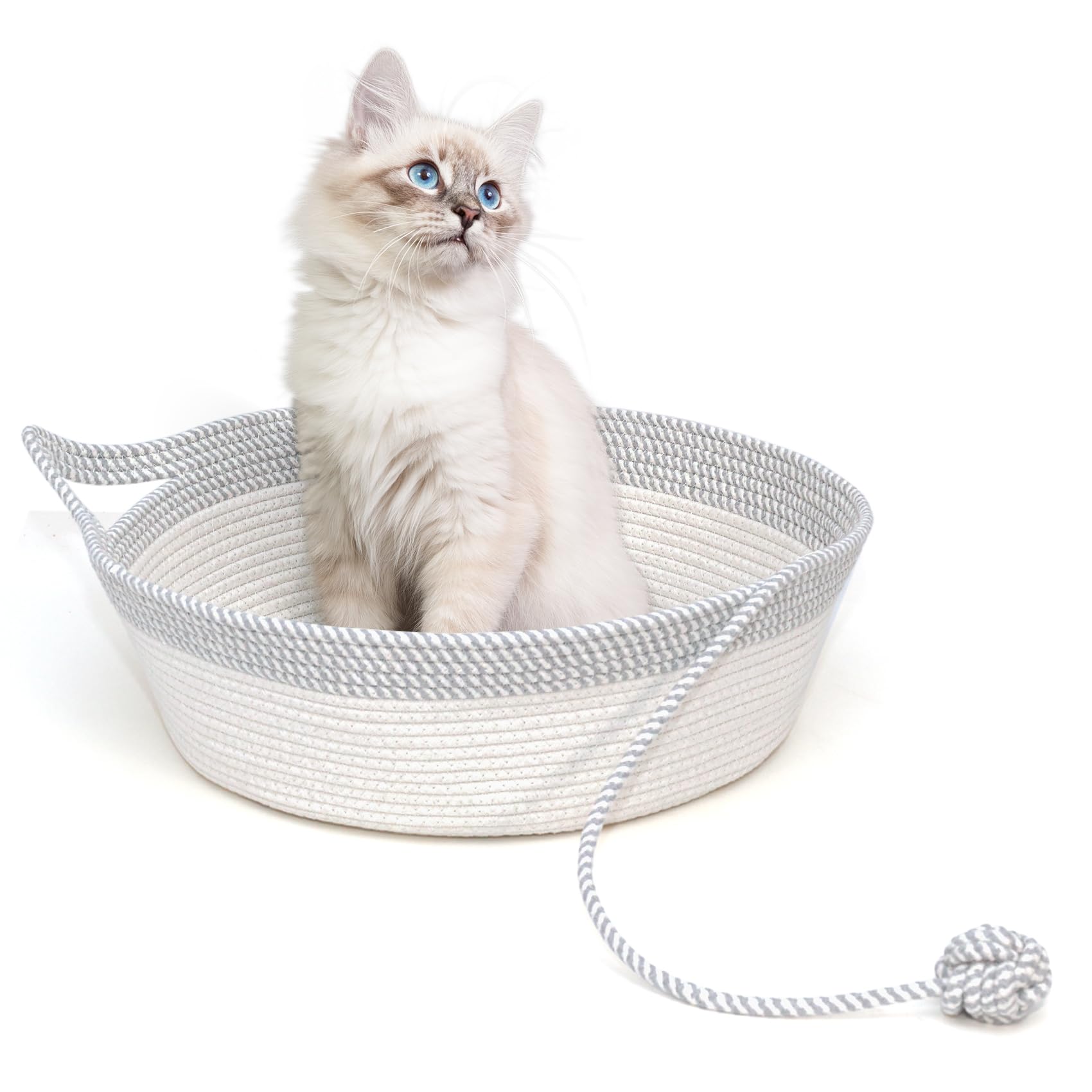 WEAVELYRICS cat bed basket folded for transport, showcasing compact storage option