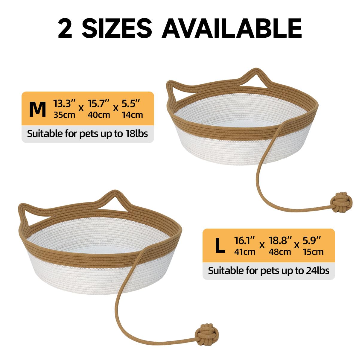 WEAVELYRICS cotton rope cat bed large diameter, spacious comfort for kittens.