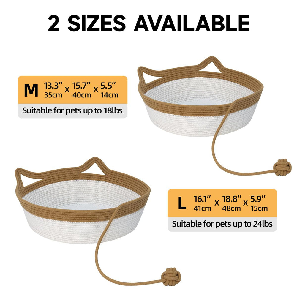 WEAVELYRICS cotton rope cat bed large diameter, spacious comfort for kittens.