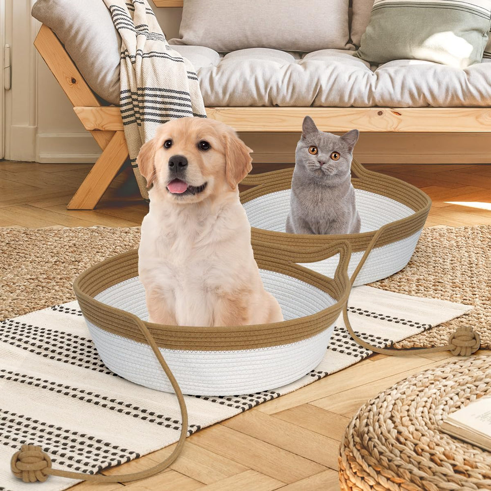 WEAVELYRICS cat bed storage-use, multi-functional basket for organizing toys.