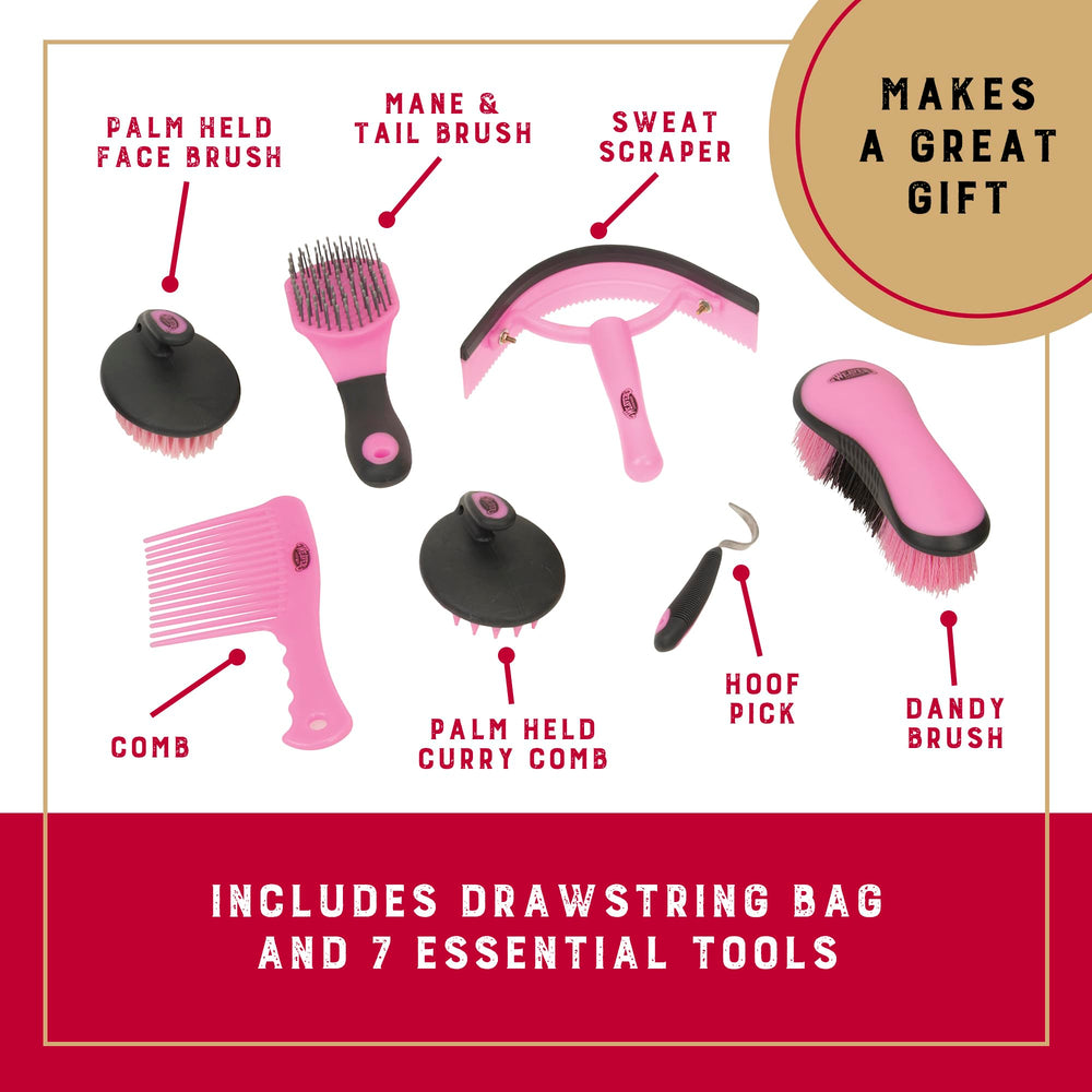 Weaver Leather palm-held curry comb demonstrates fatigue-reducing design for efficient brushing.