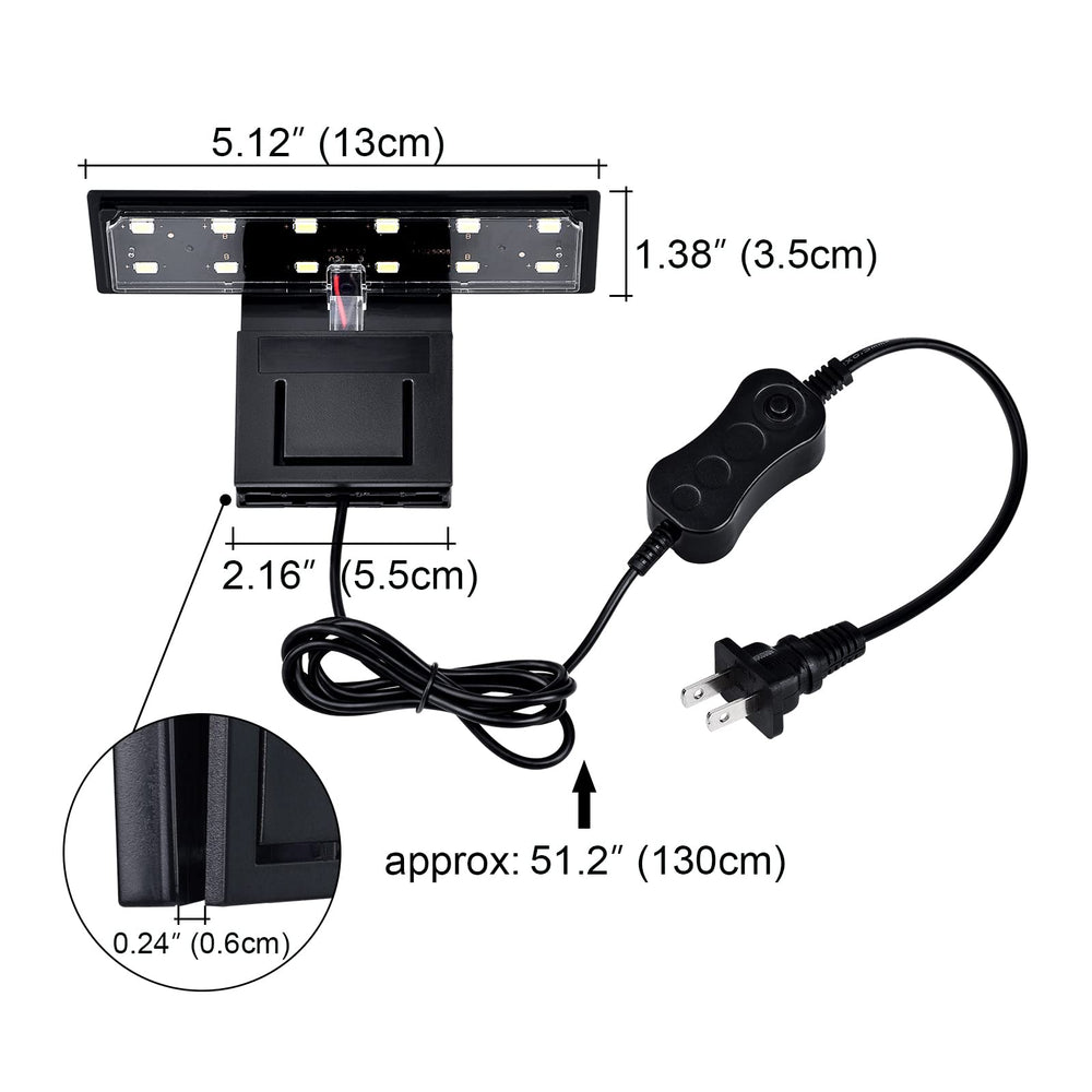 WEAVERBIRD light clipped on tank wall for stable, quick setup