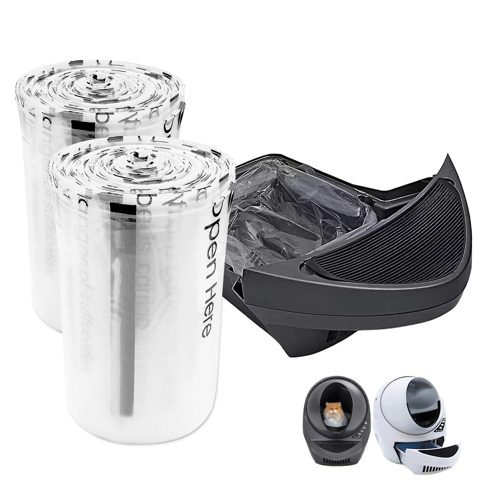 WECATION liner-pack-front shows heavy-duty liners for mess-free litter box cleanup.