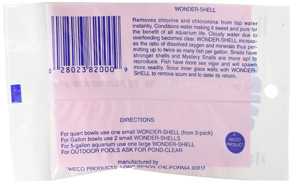 Weco Products Wonder Shells Large provide calcium for shell growth in aquatic life.