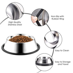 WEDAWN stainless steel dog bowl with rubber base prevents sliding.