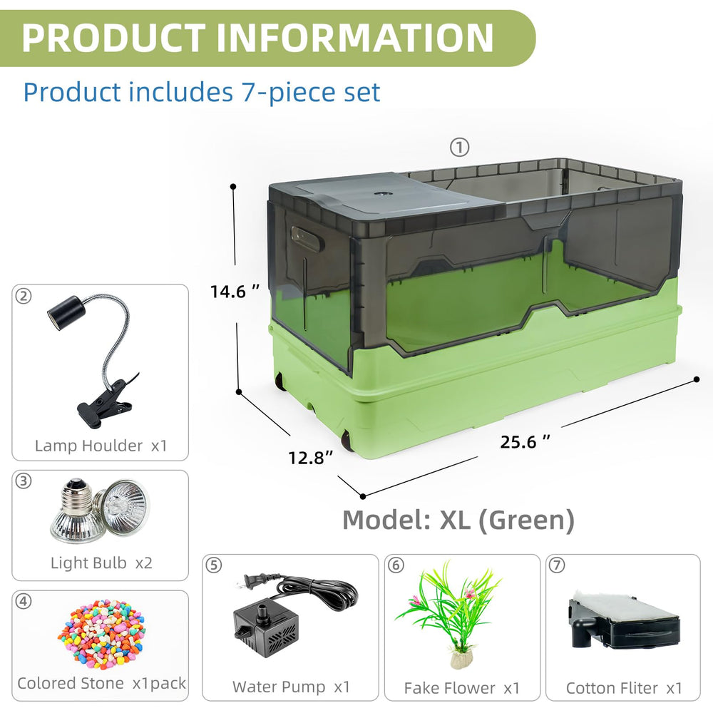 Wedoelsim Turtle Tank Kit side view highlighting compact footprint for easy room placement