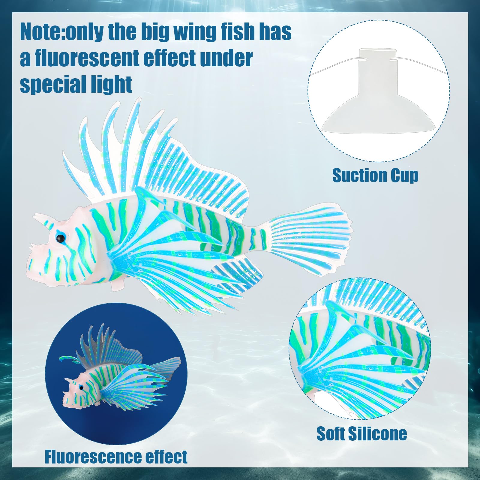 Weewooday blue fish enhances underwater scenery with flowing movement for tanks.