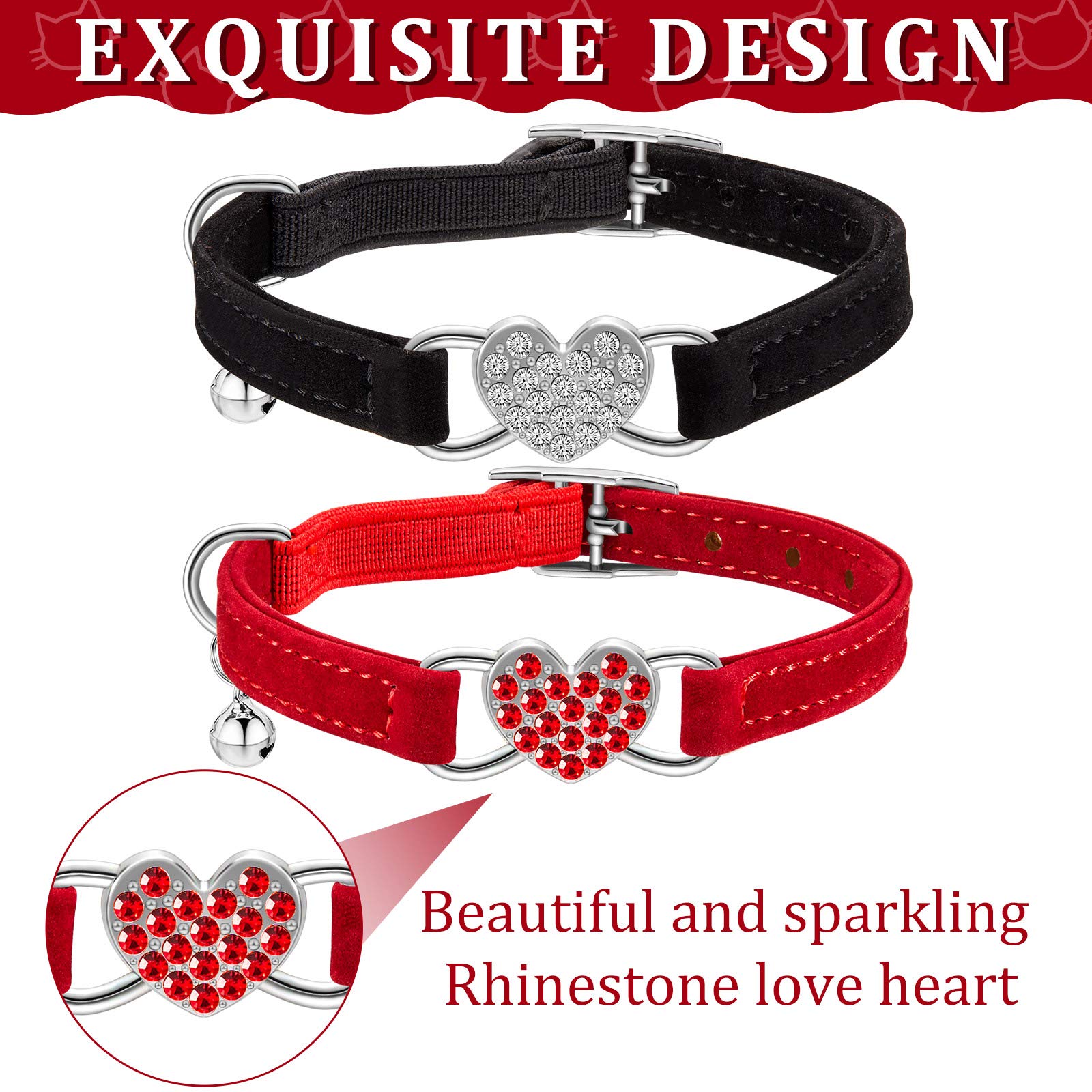 Weewooday breakaway heart-bling cat collar with safety feature for worry-free outings.