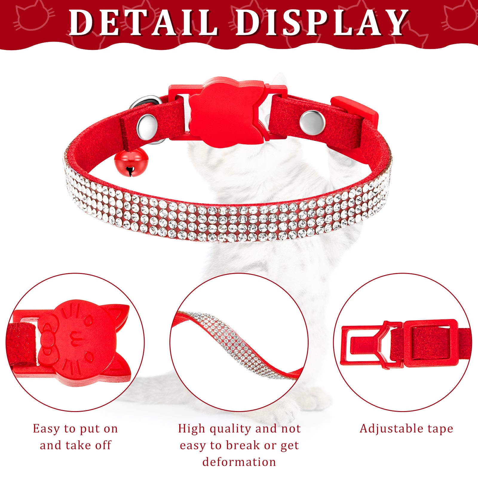 Weewooday soft velvet cat collar with comfortable material for gentle wear.