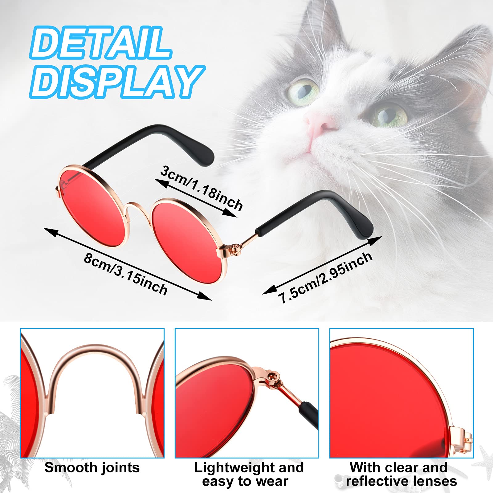 Weewooday cat sunglasses with round metal frames for playful looks and portraits.
