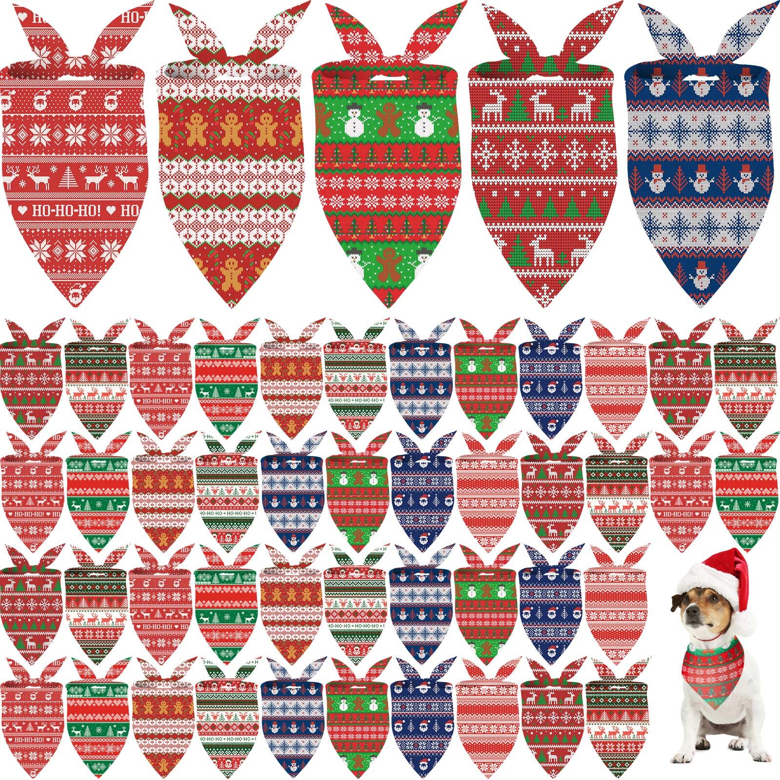 Weewooday Christmas bandanas bulk with diverse designs for festive dog styling.