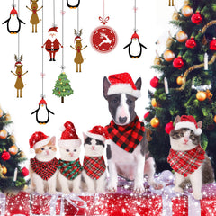 Weewooday tassels-style Christmas bandana shot displayed on pet