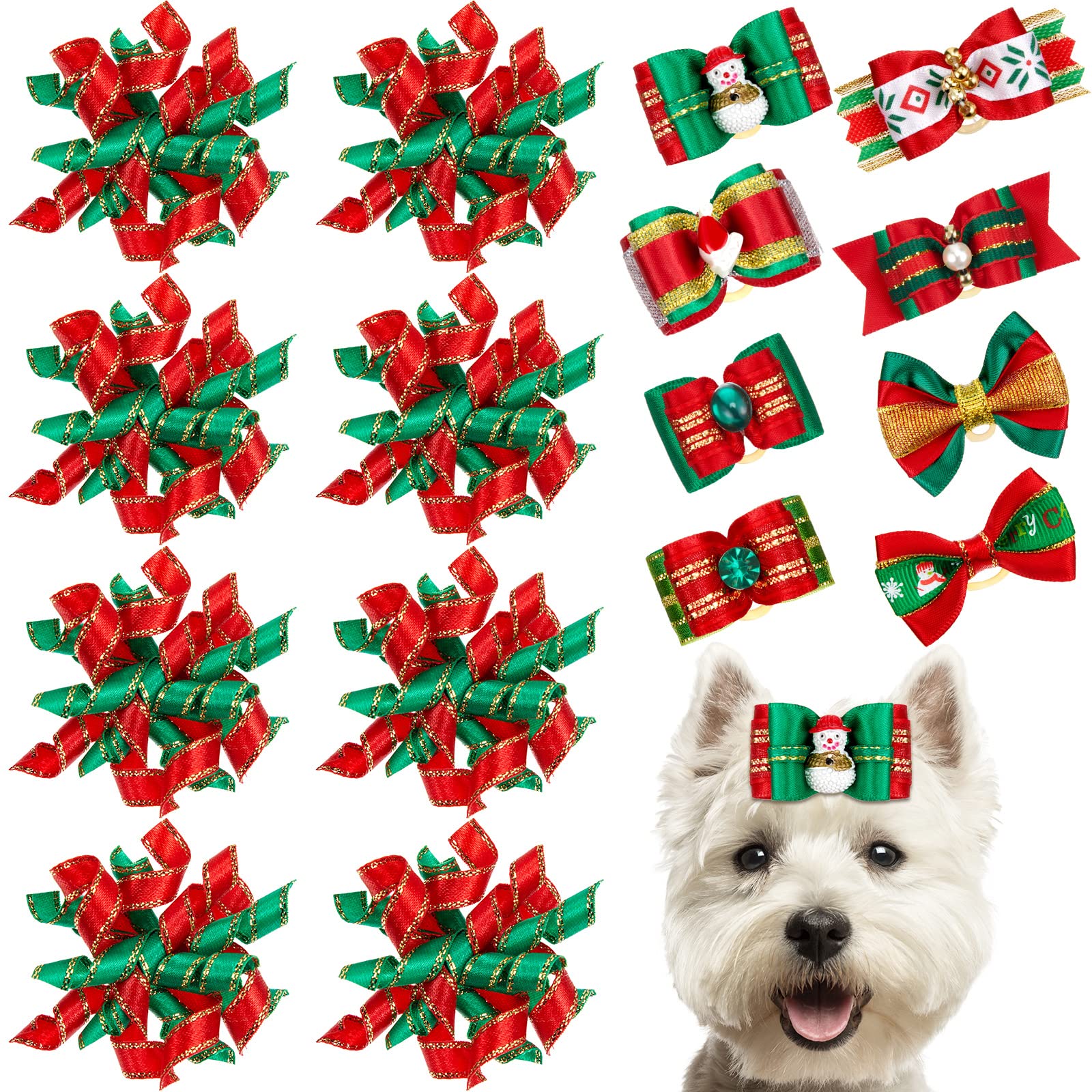 Weewooday Christmas dog curve bow adds festive charm for holiday photos.