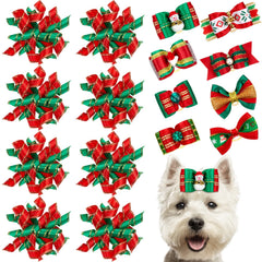 Weewooday Christmas dog curve bow adds festive charm for holiday photos.