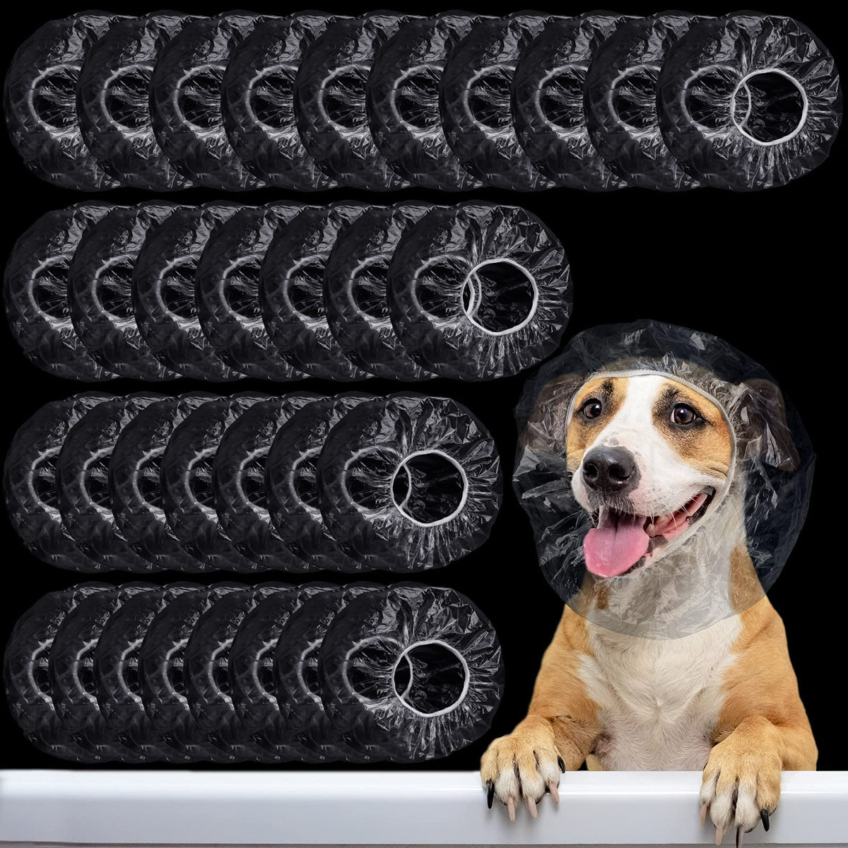 Weewooday disposable pet shower cap covers dog's head for a mess-free bath