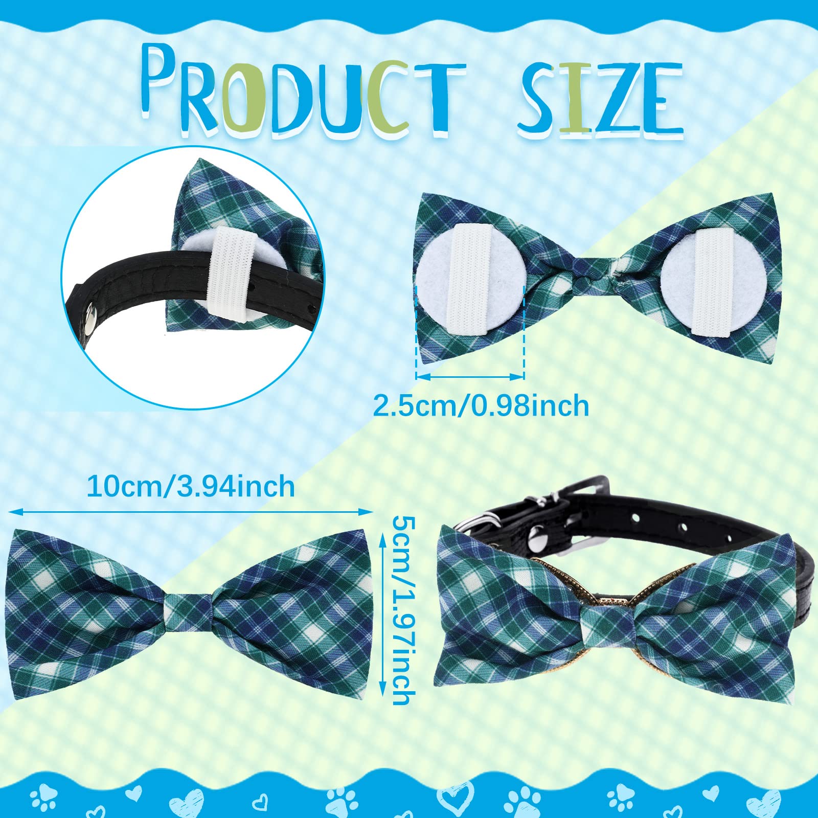 Weewooday dog bow tie with rubber-band attachment secures during play