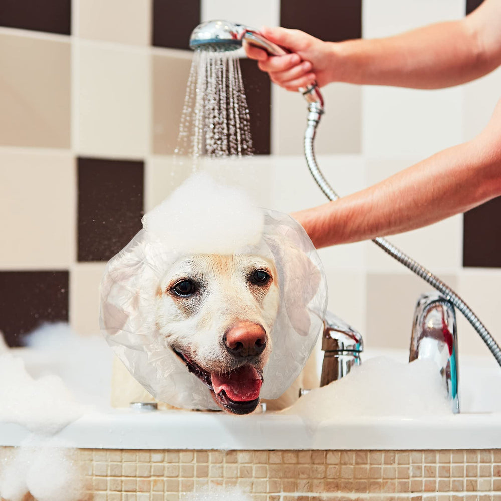 Weewooday dog ear protection in bath helps keep ears dry during washing