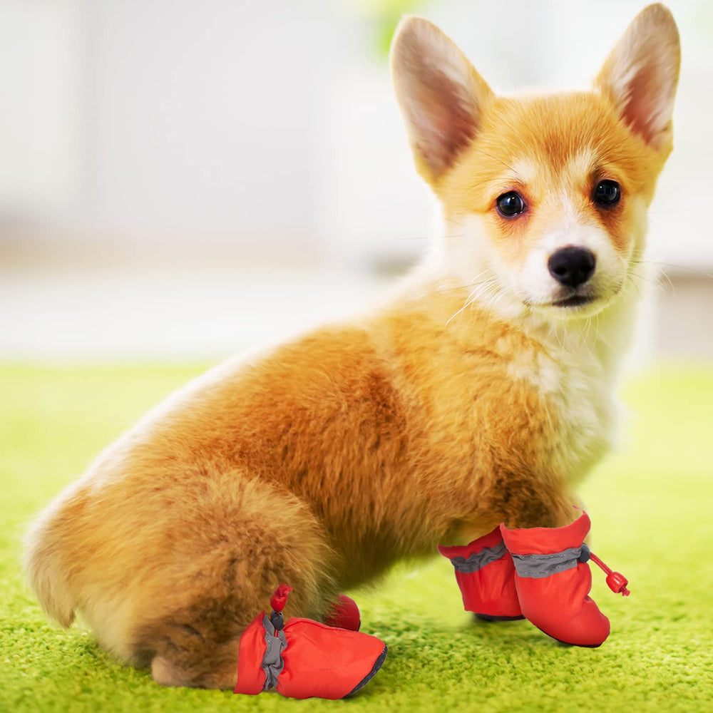 Weewooday dog shoes yellow warm lining adds cozy comfort in cold weather.