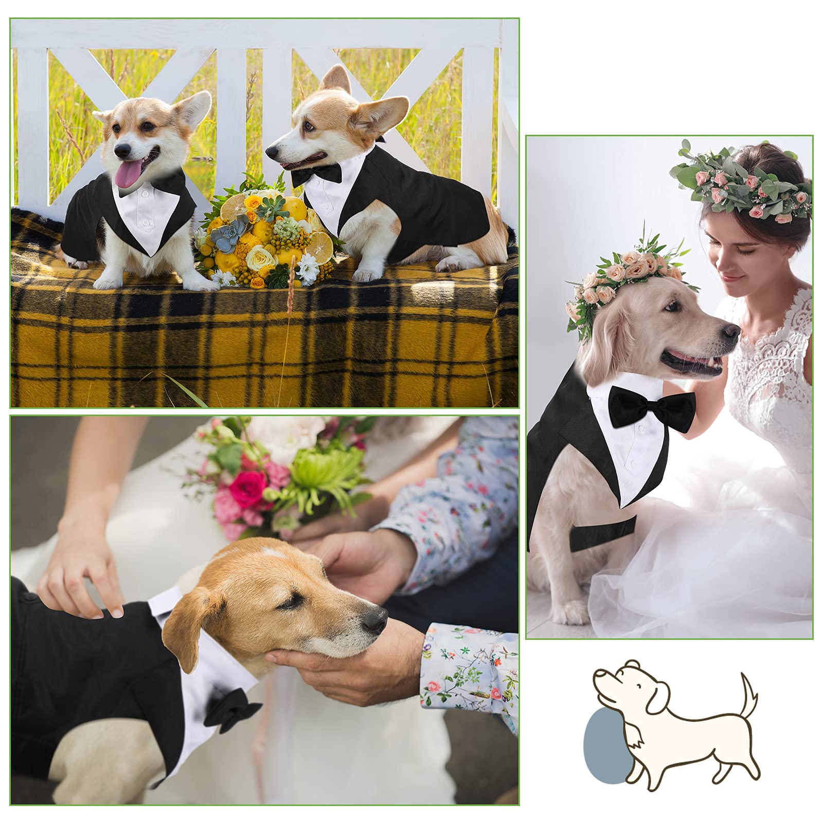 Weewooday dog tuxedo assembled outfit showing wear options.
