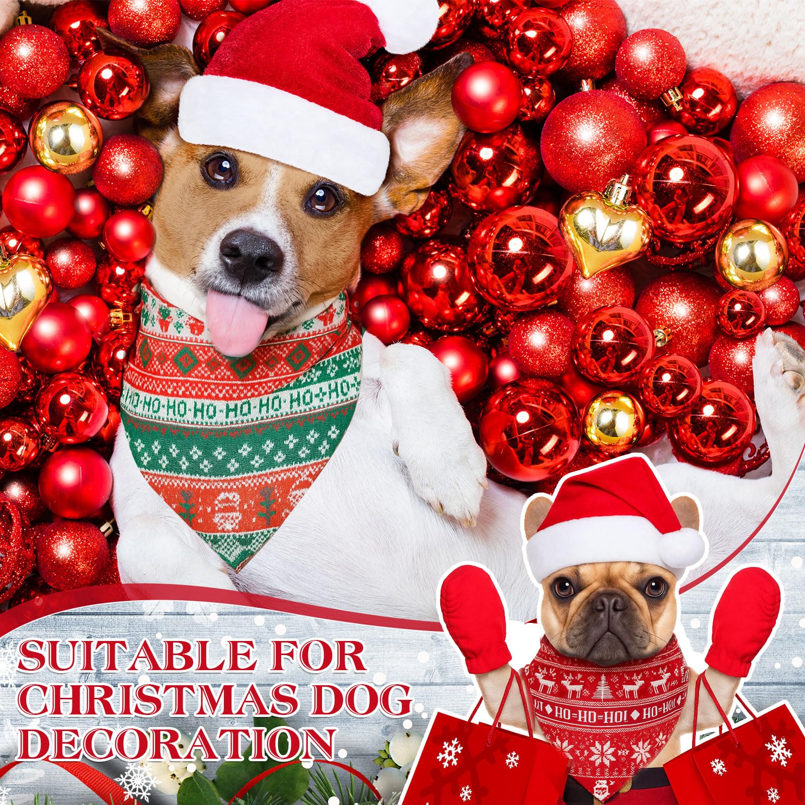Weewooday dog wearing ugly sweater bandana adds cute seasonal charm for photos.