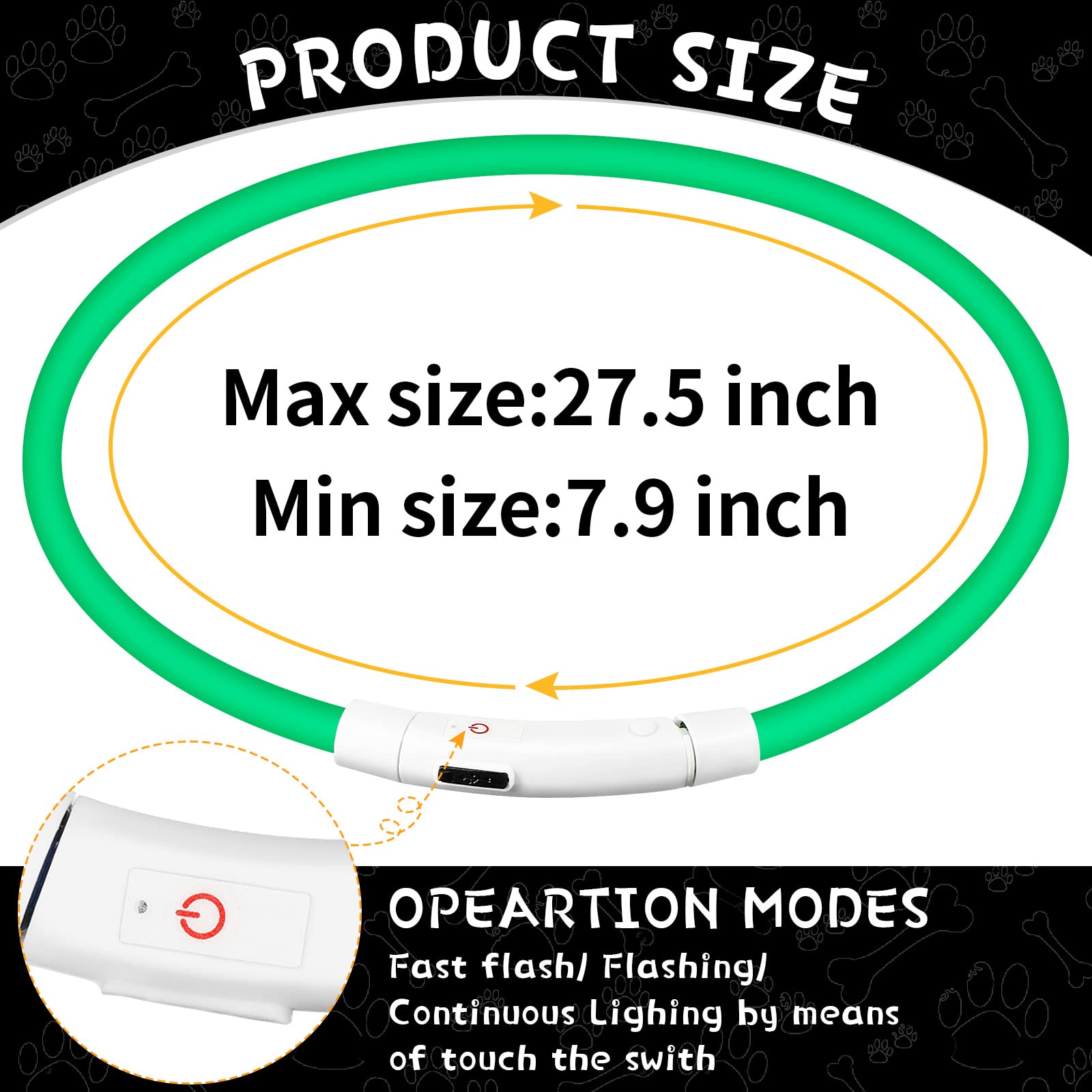 Weewooday LED dog collar green on dog improves visibility during evening strolls.