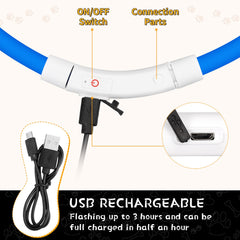 Weewooday LED dog collar pink on dog provides standout glow for dusk outings.