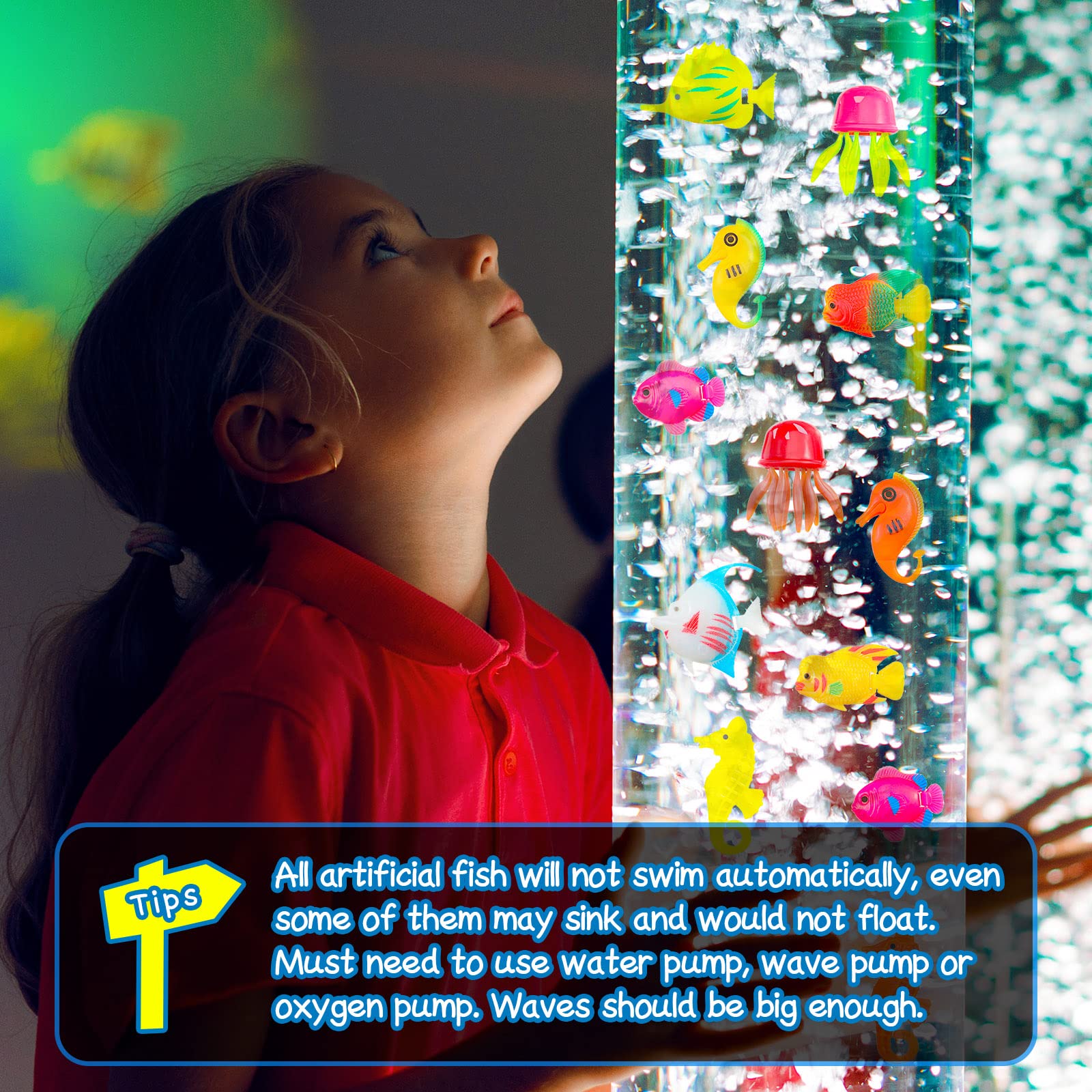 Weewooday moving fishes in an aquarium enhance color and depth.