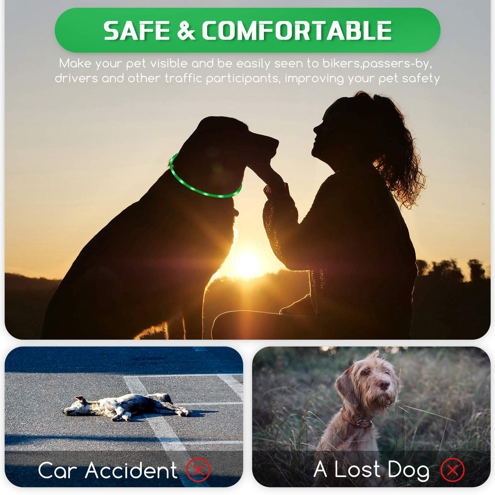 Weewooday orange light up dog collar provides high visibility day and night.