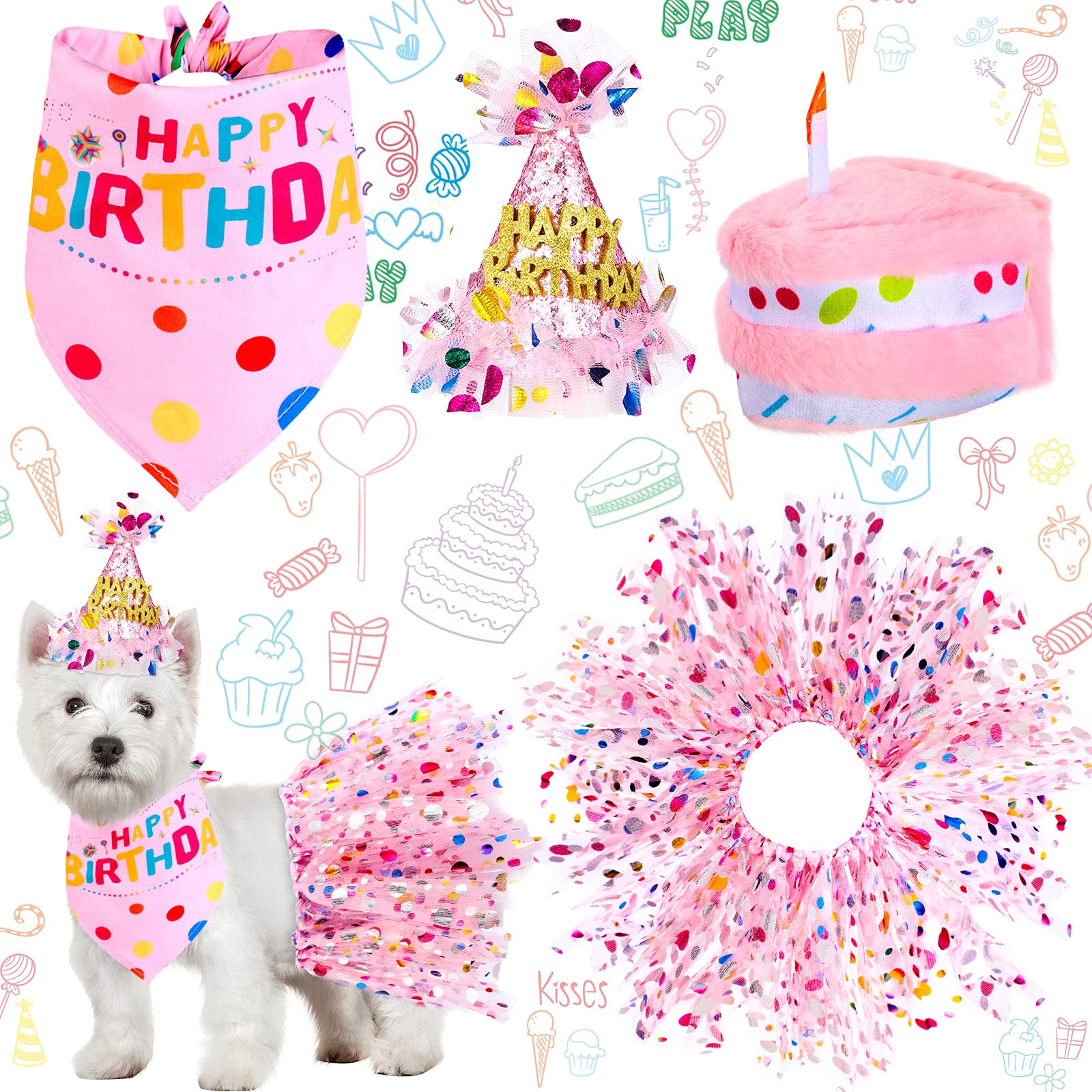 Weewooday pink dog birthday hat with adjustable strap for a secure fit