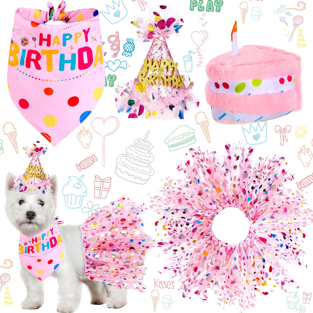 Weewooday pink dog birthday hat with adjustable strap for a secure fit