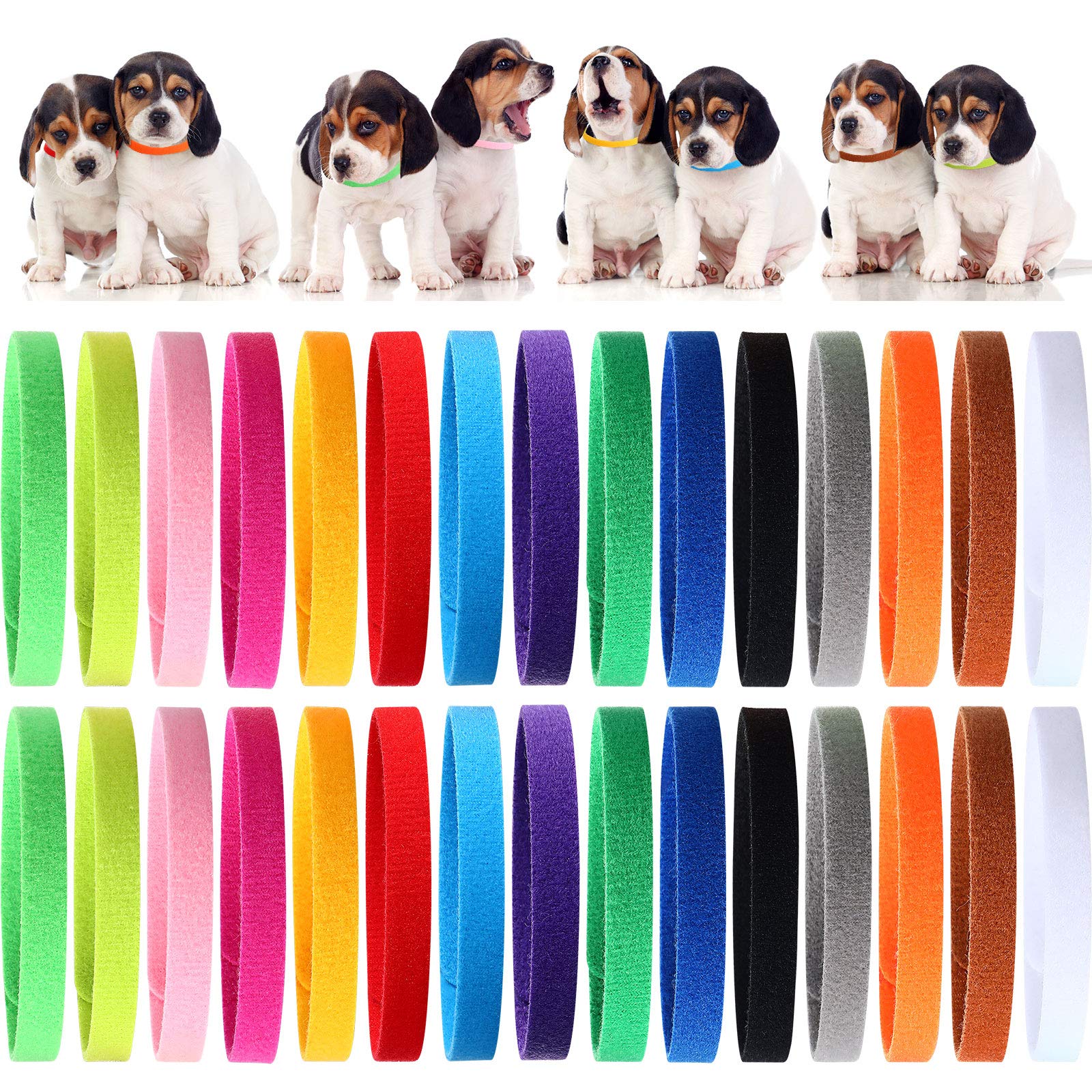 Weewooday puppy whelping collars pack in 15 colors for easy ID