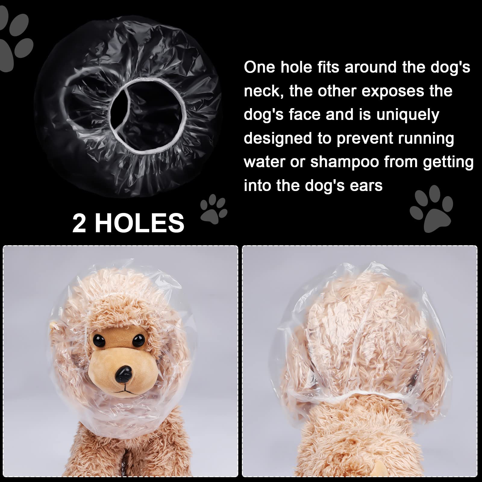 Weewooday transparent dog ear protection cap blocks water during baths