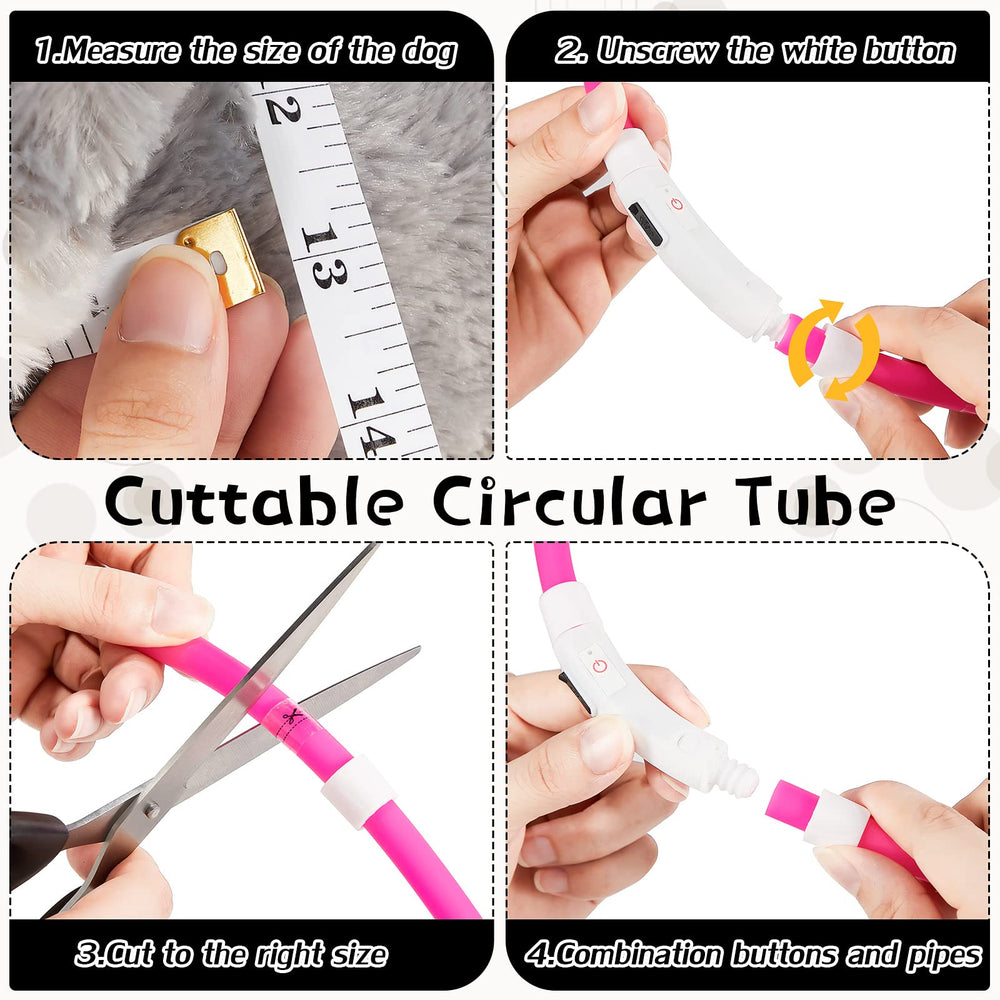 Weewooday USB rechargeable LED dog collar closeup shows easy charging.