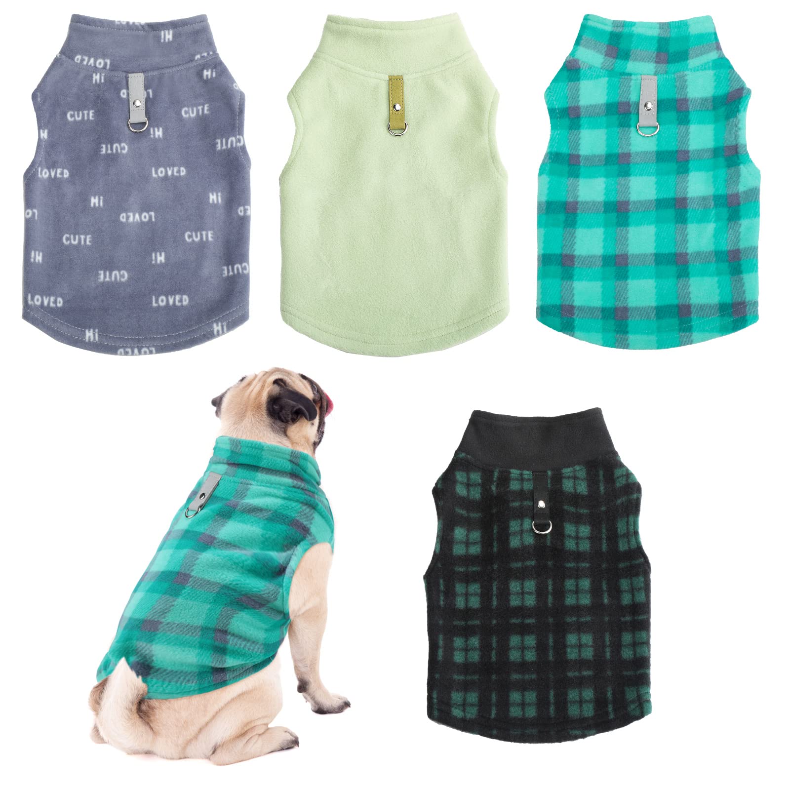 Weewooday winter dog sweater front view shows cozy fleece warmth for small dogs.