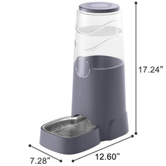 Wefeedy 8L water dispenser grey front view shows high-capacity, mess-free feeding.