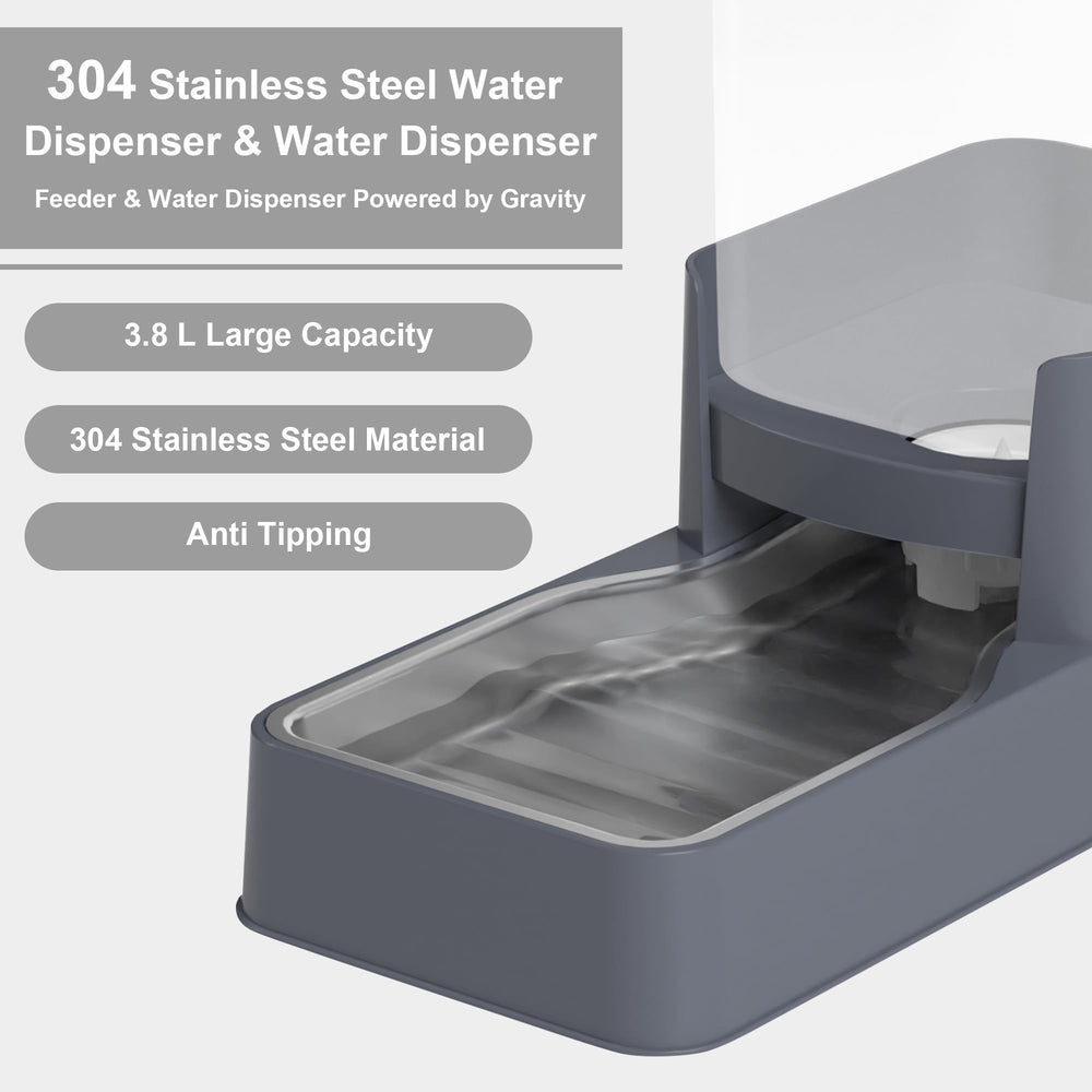 Wefeedy gravity-feeder-assembly-grey shows quick setup for automatic mealtime.
