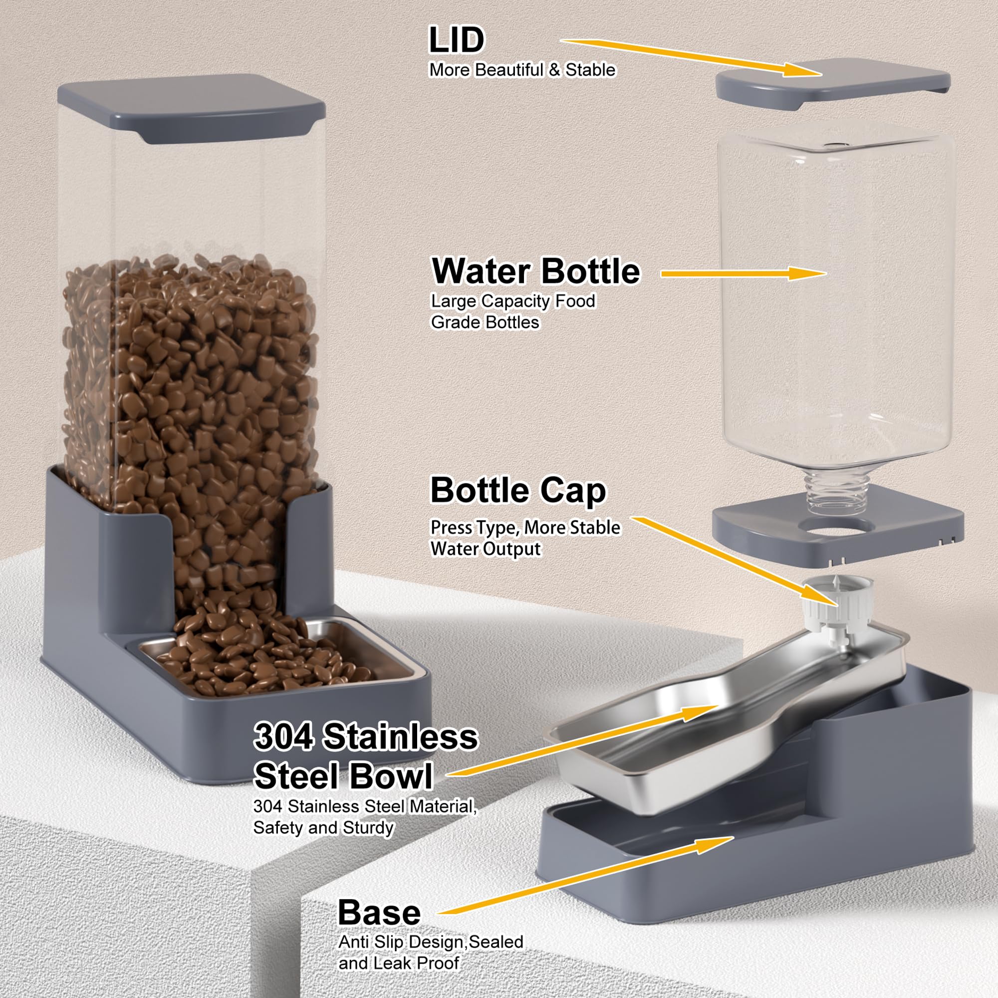 Wefeedy-pet-feeder-in-use-grey captures everyday kitchen placement for pets.