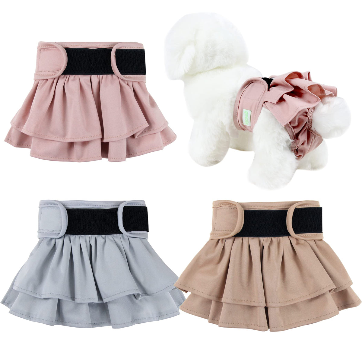 Wegreeco dog diapers female small pack worn for secure fit during routine house training.