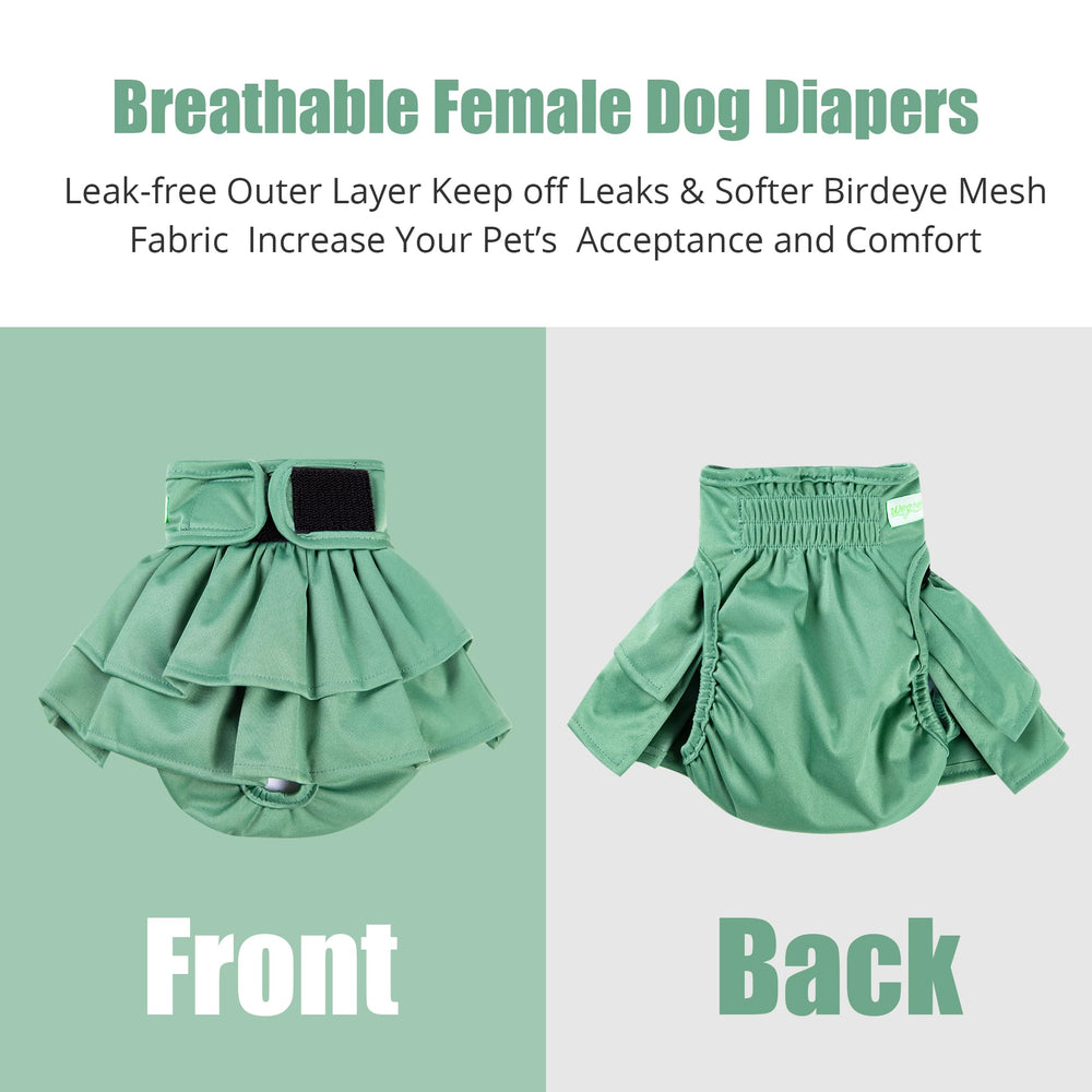 Pañales Wegreeco femeninos con diseño de falda en tres volantes.
