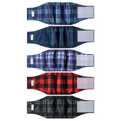 Wegreeco small dog diapers checkered front pack view for easy fitting and secure containment.