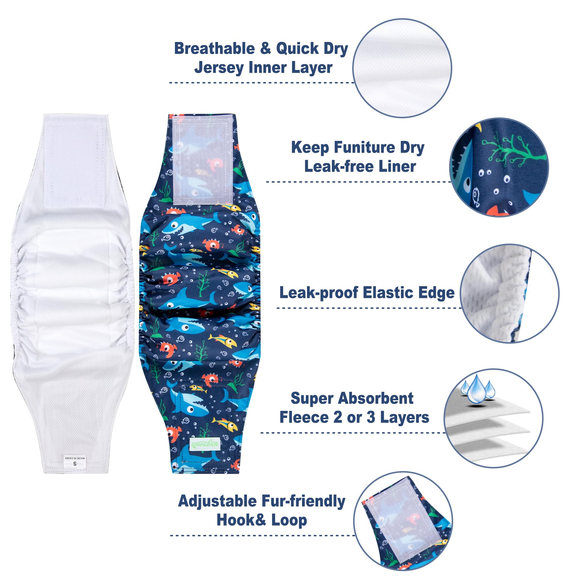Wegreeco small dog diapers outer leak-proof layer protects rugs and furniture.