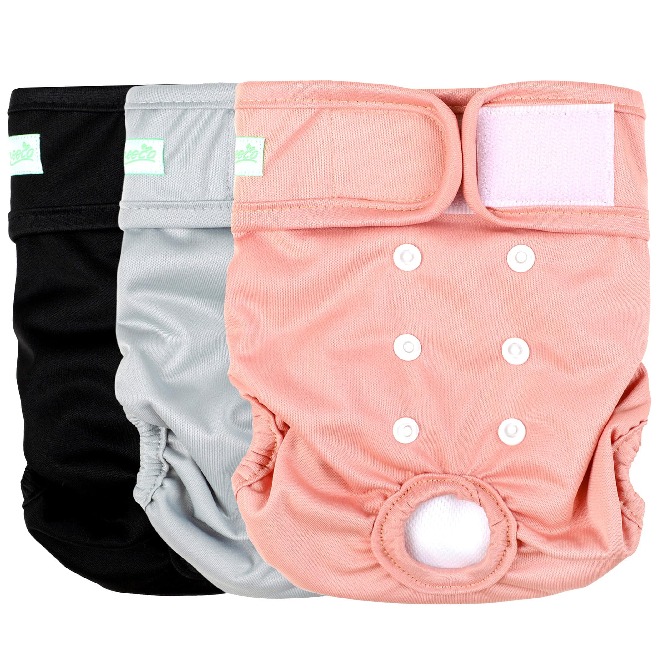 Wegreeco washable female dog diapers 3-pack front view for reusable protection