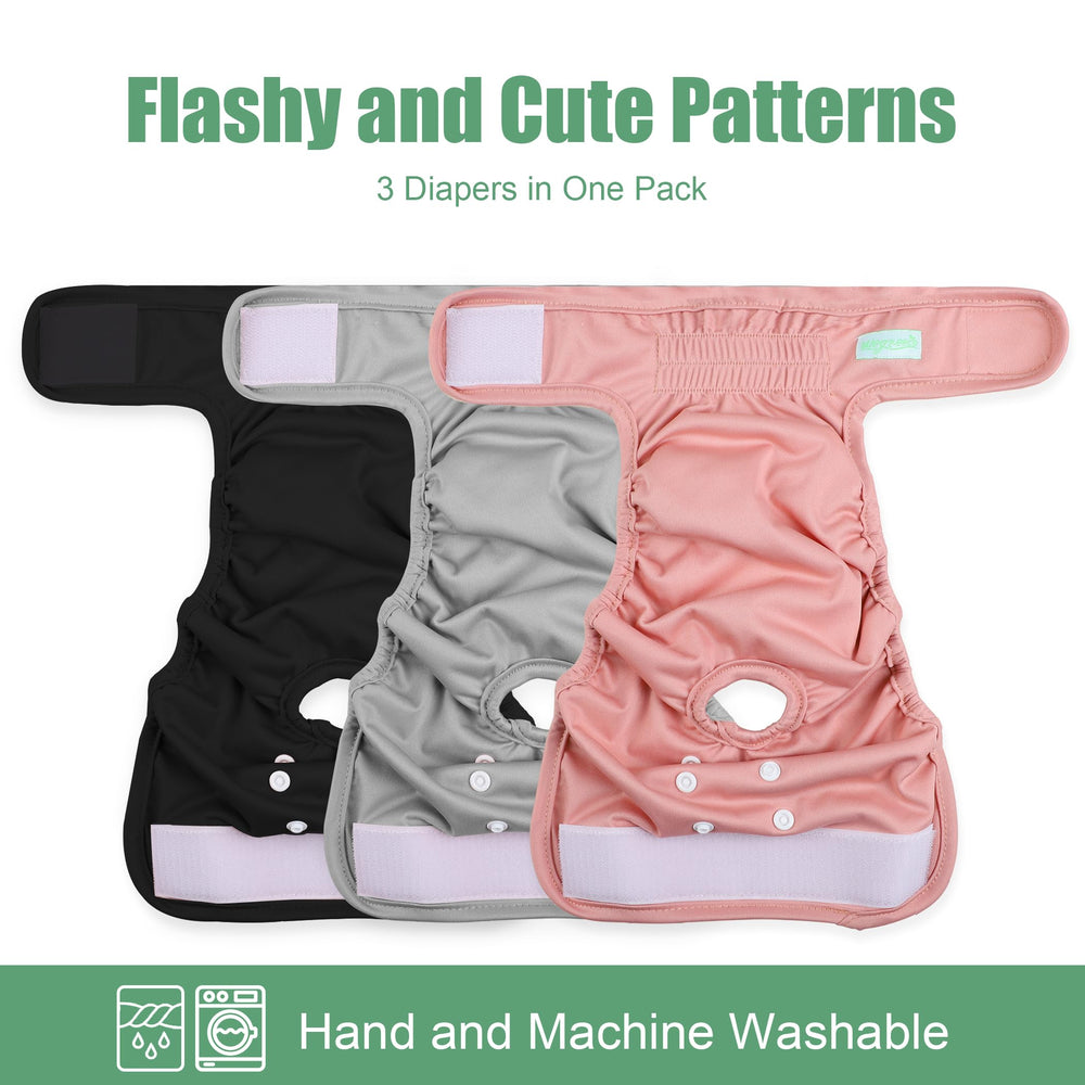 Wegreeco washable female dog diapers closure-strap demonstrates quick, secure fit