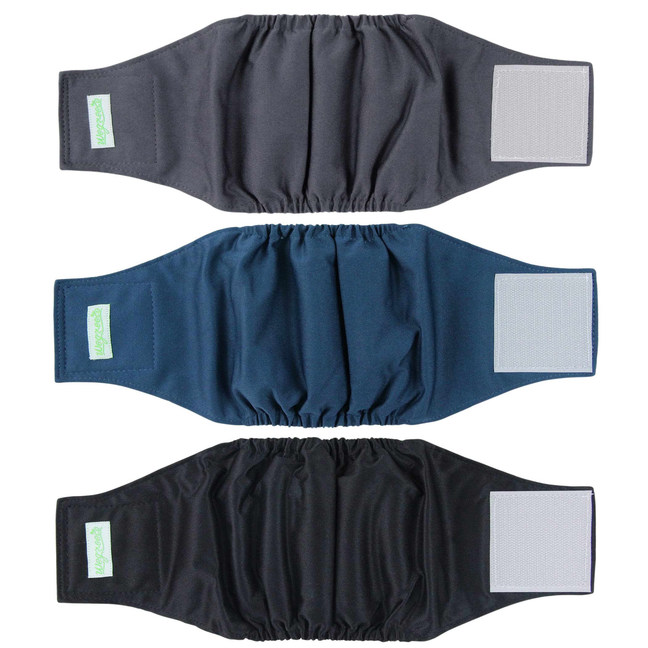 Wegreeco washable male dog belly band black front view prevents leaks during naps
