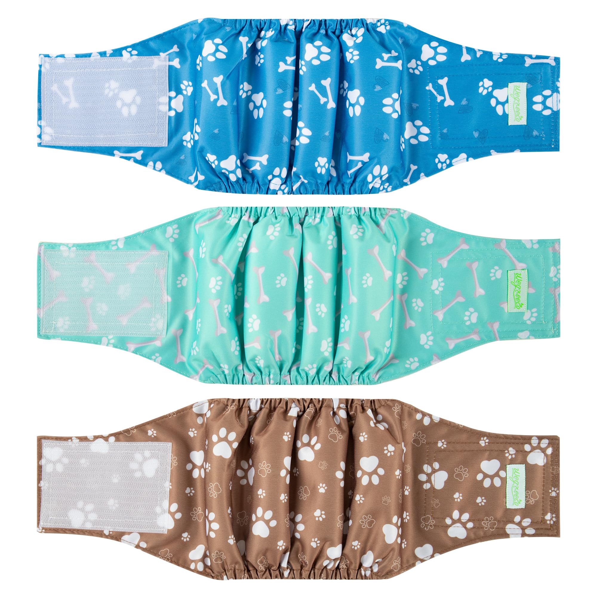 Wegreeco washable male dog belly band pack demonstrates a secure medium wrap for leak-free wear.