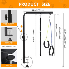 WeGXY dog grooming arm clamps securely to tables for stable, hands-free grooming sessions
